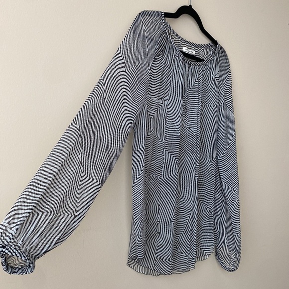 Isabel Marant Etoile Delta Printed Silk Chiffon Key Hole Sheer Blouse sz 42 - Picture 3 of 11